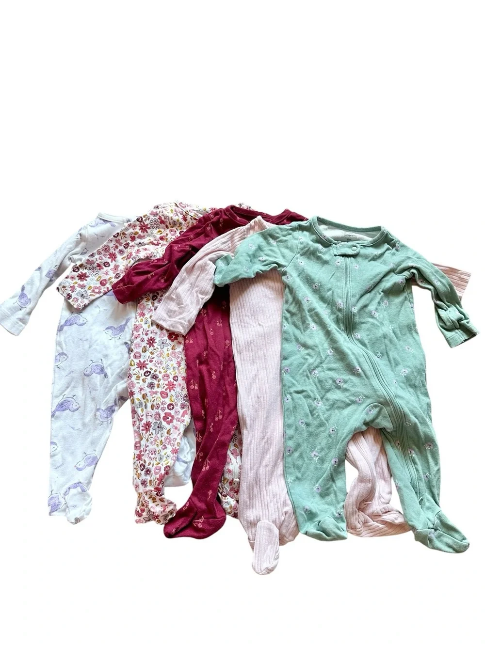 Carter’s lot of 5 Size 3-6 Month zip closure sleeper footed pajamas